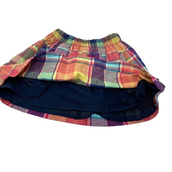 Hollister Plaid Multi Color Lined Skirt Pull on 2 Front Pockets Size Small Linen - Picture 7 of 13